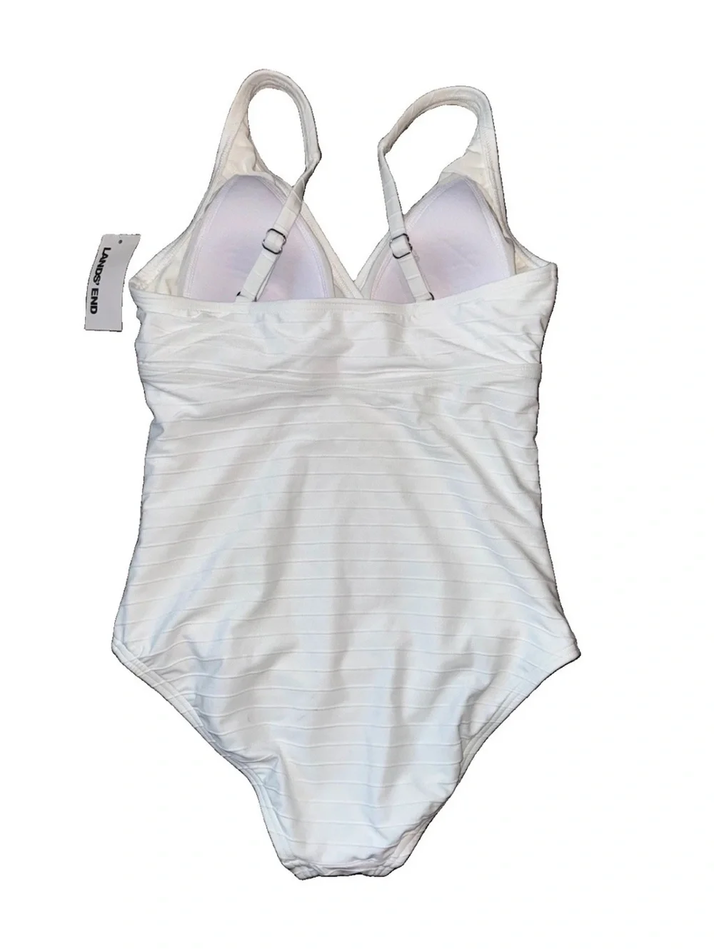 Lands' End White Swimsuit with Textured Fabric